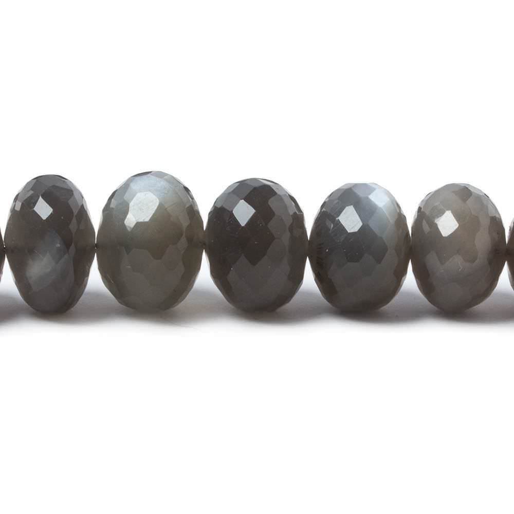 8-12mm Platinum Grey Moonstone faceted rondelles 15 inch 56 Beads - Beadsofcambay.com