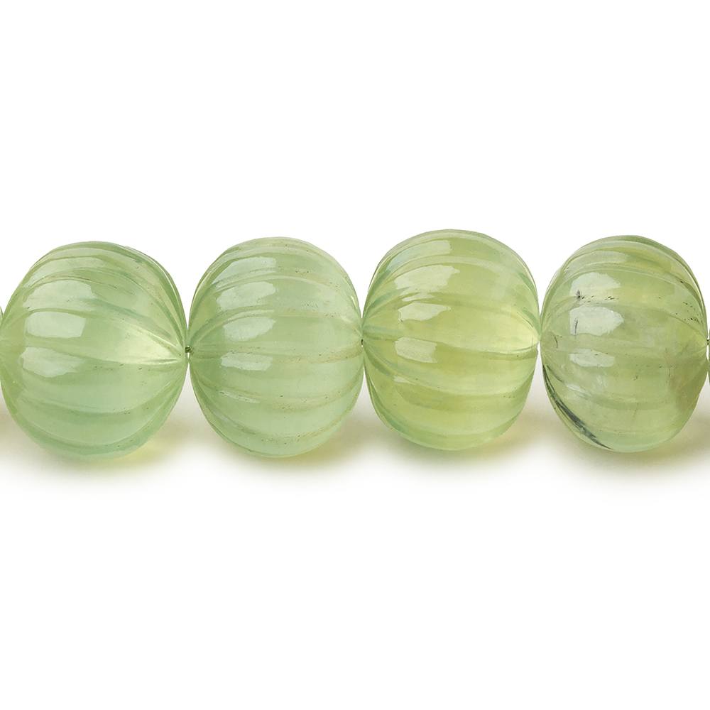 8-12mm Prehnite hand carved Melon rondelles 16 inch 49 beads - Beadsofcambay.com