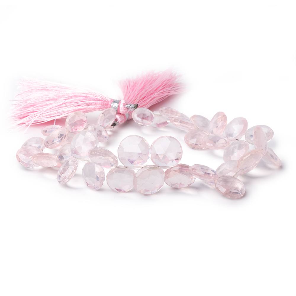 8-12mm Rose Quartz Top Drilled Faceted Coins 8 inch 42 Beads - Beadsofcambay.com