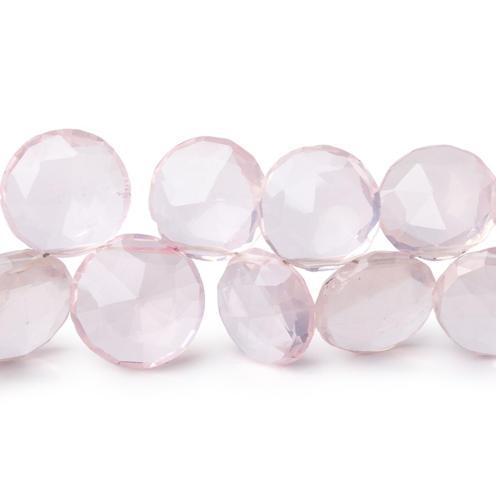 8-12mm Rose Quartz Top Drilled Faceted Coins 8 inch 42 Beads - Beadsofcambay.com