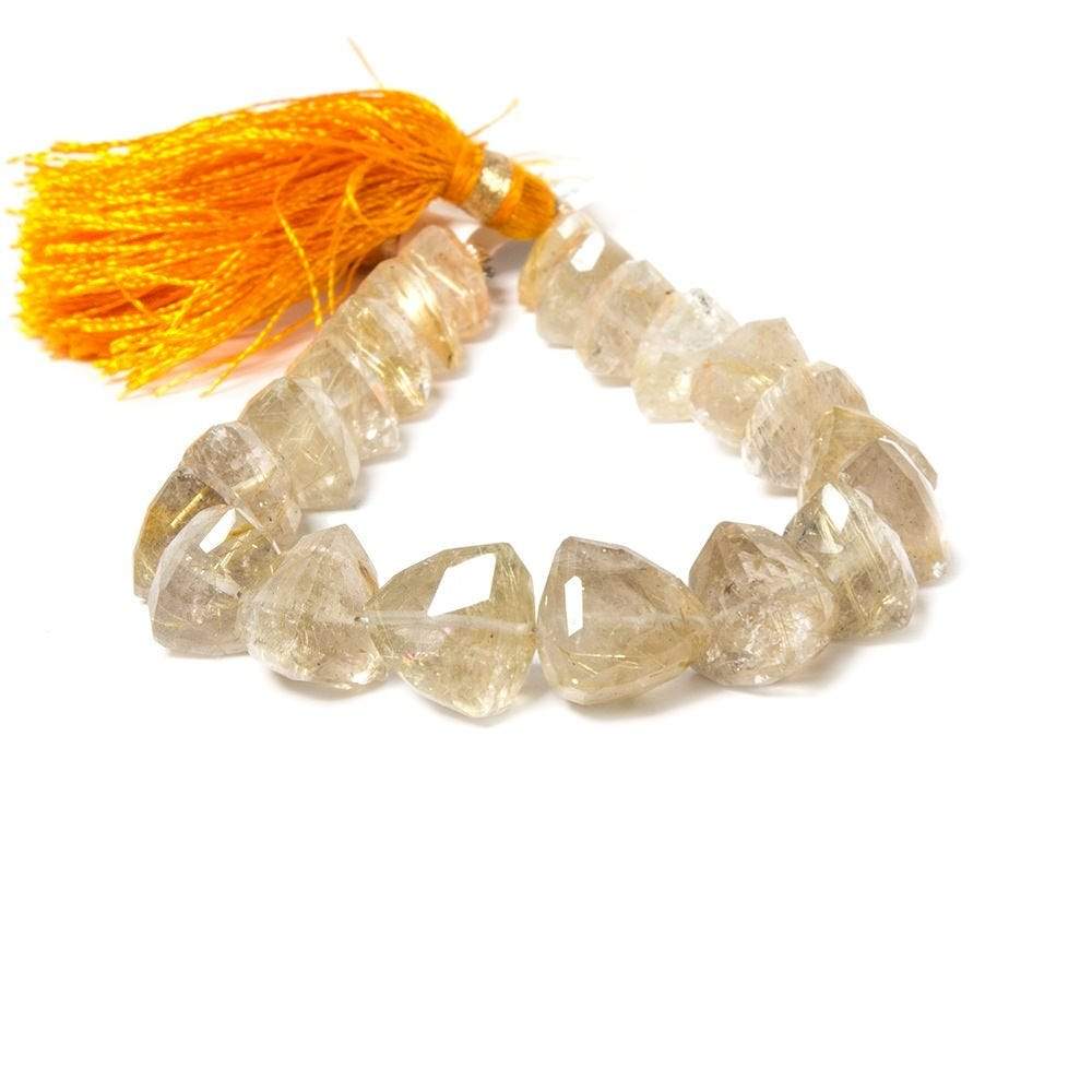 8-12mm Rutilated Quartz Faceted Trillion 8 inch 21 pieces - Beadsofcambay.com