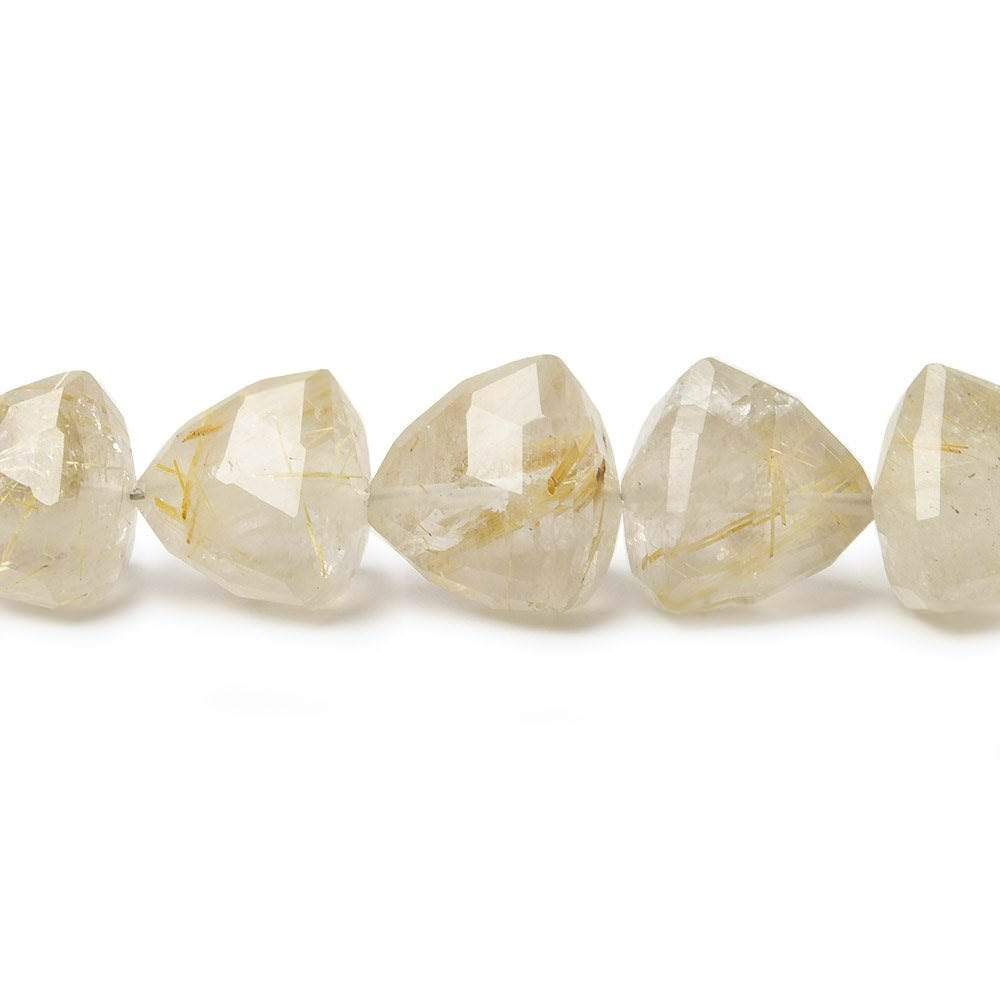 8-12mm Rutilated Quartz Faceted Trillion 8 inch 21 pieces - Beadsofcambay.com
