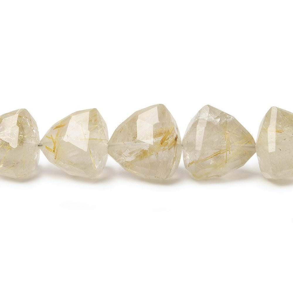 8-12mm Rutilated Quartz Faceted Trillion 8 inch 21 pieces - Beadsofcambay.com
