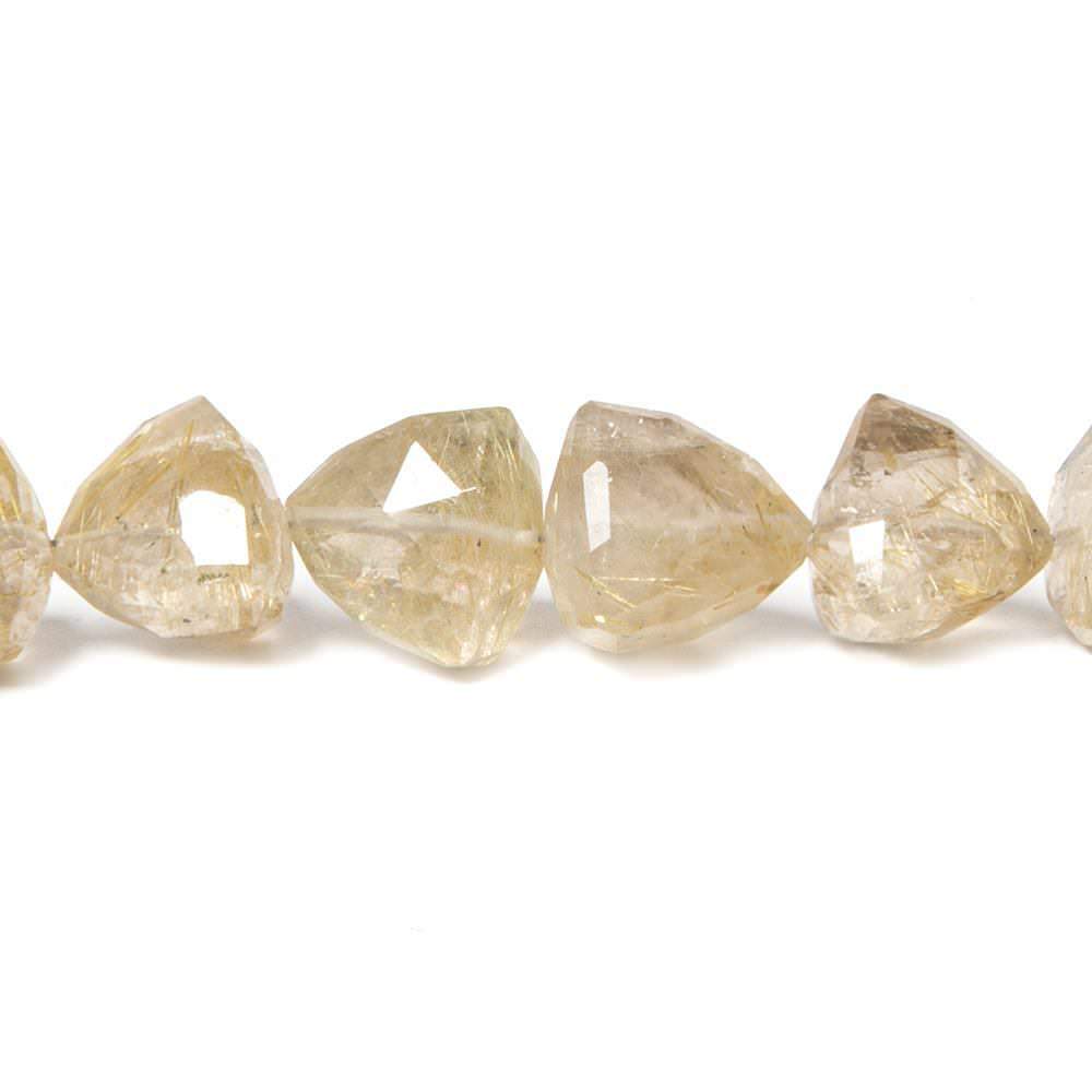 8-12mm Rutilated Quartz Faceted Trillion 8 inch 21 pieces - Beadsofcambay.com
