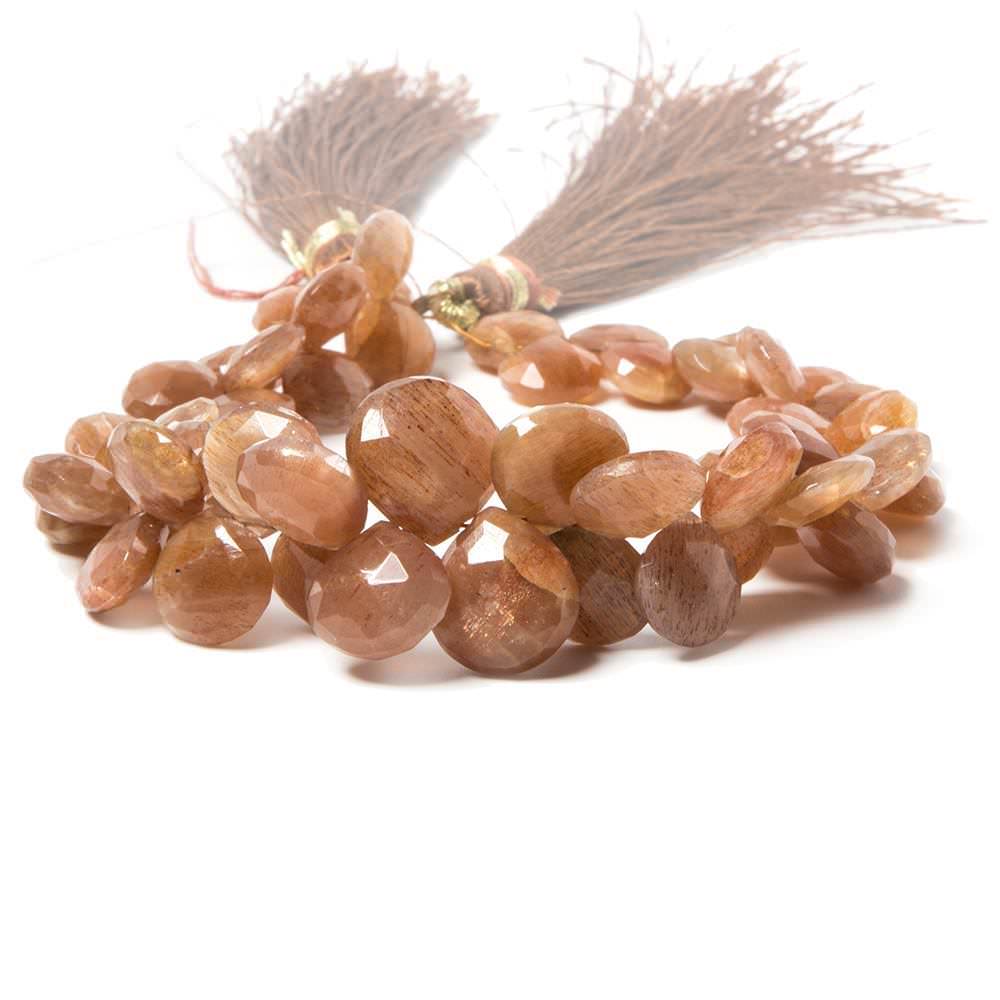 8-12mm Sunstone Faceted Heart Beads 8 inch 52 pieces - Beadsofcambay.com