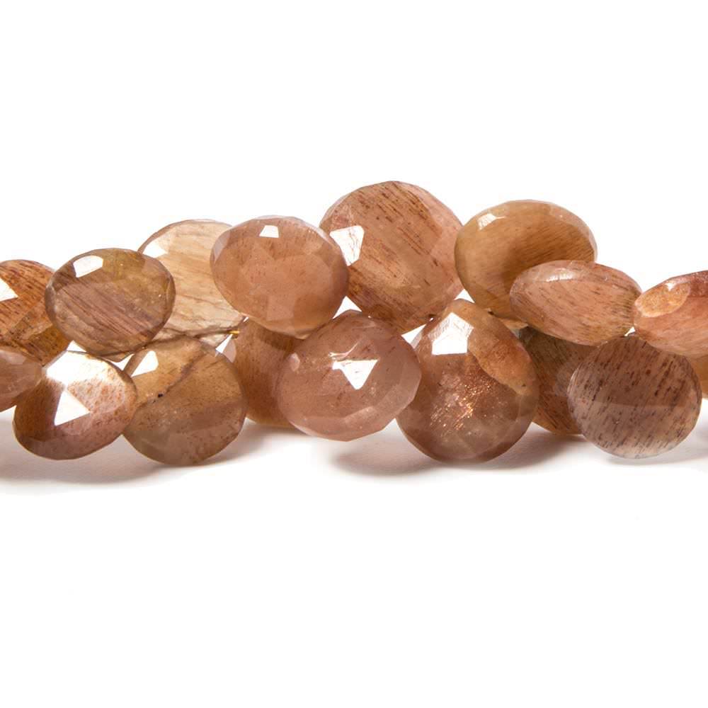 8-12mm Sunstone Faceted Heart Beads 8 inch 52 pieces - Beadsofcambay.com