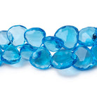 8-13.5mm Swiss Blue Topaz Faceted Heart Beads 8.5 inch 48 pieces AAA - Beadsofcambay.com