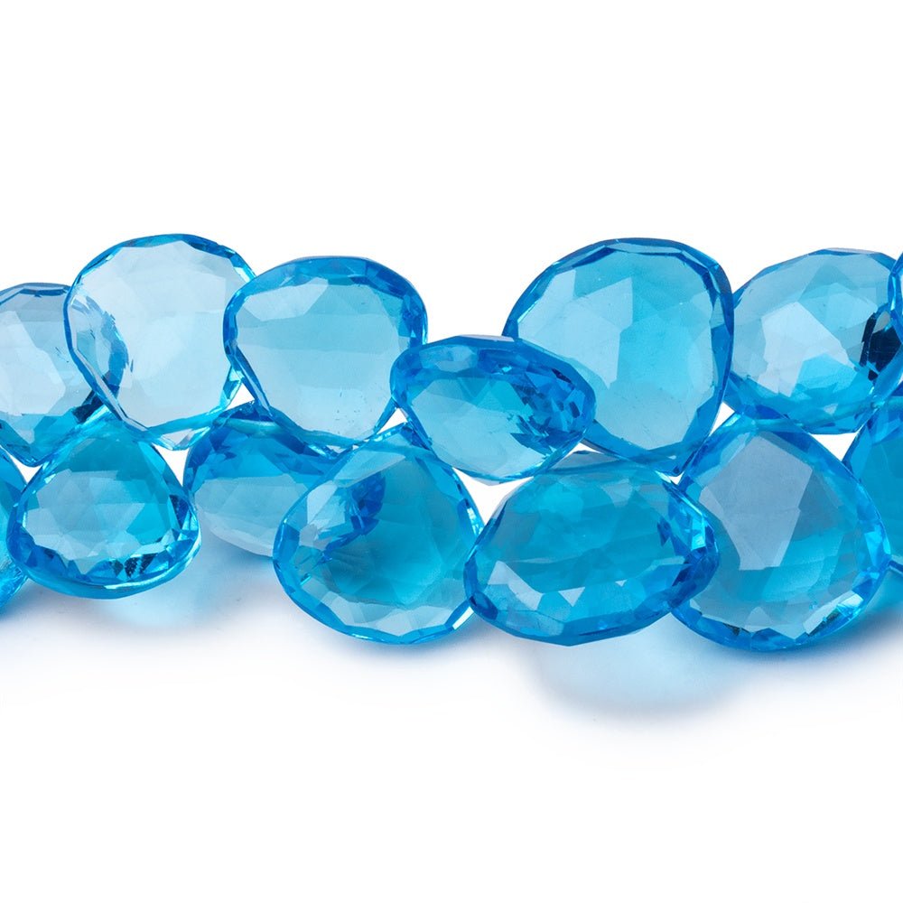 8-13.5mm Swiss Blue Topaz Faceted Heart Beads 8.5 inch 48 pieces AAA - Beadsofcambay.com