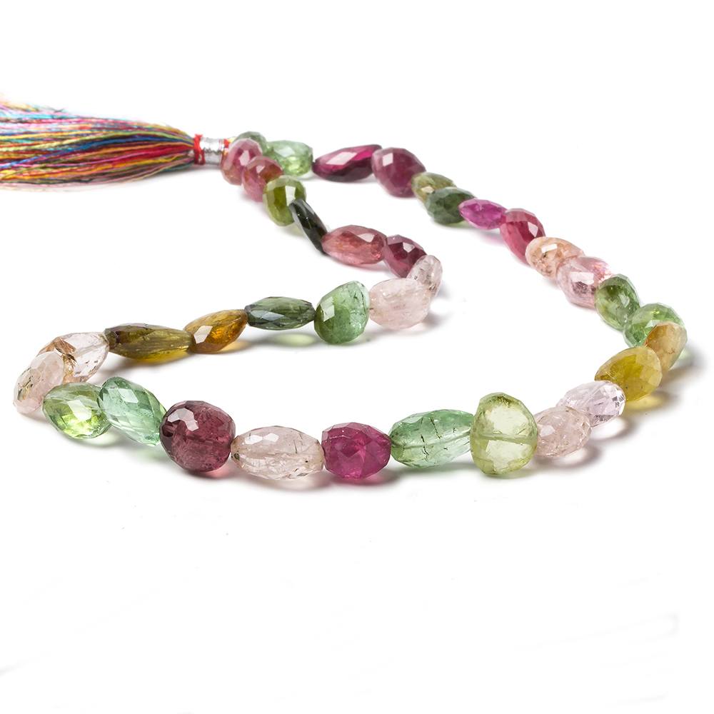 8-13mm Afghani Tourmaline Faceted Nugget Beads 15 inch 37 pieces - Beadsofcambay.com