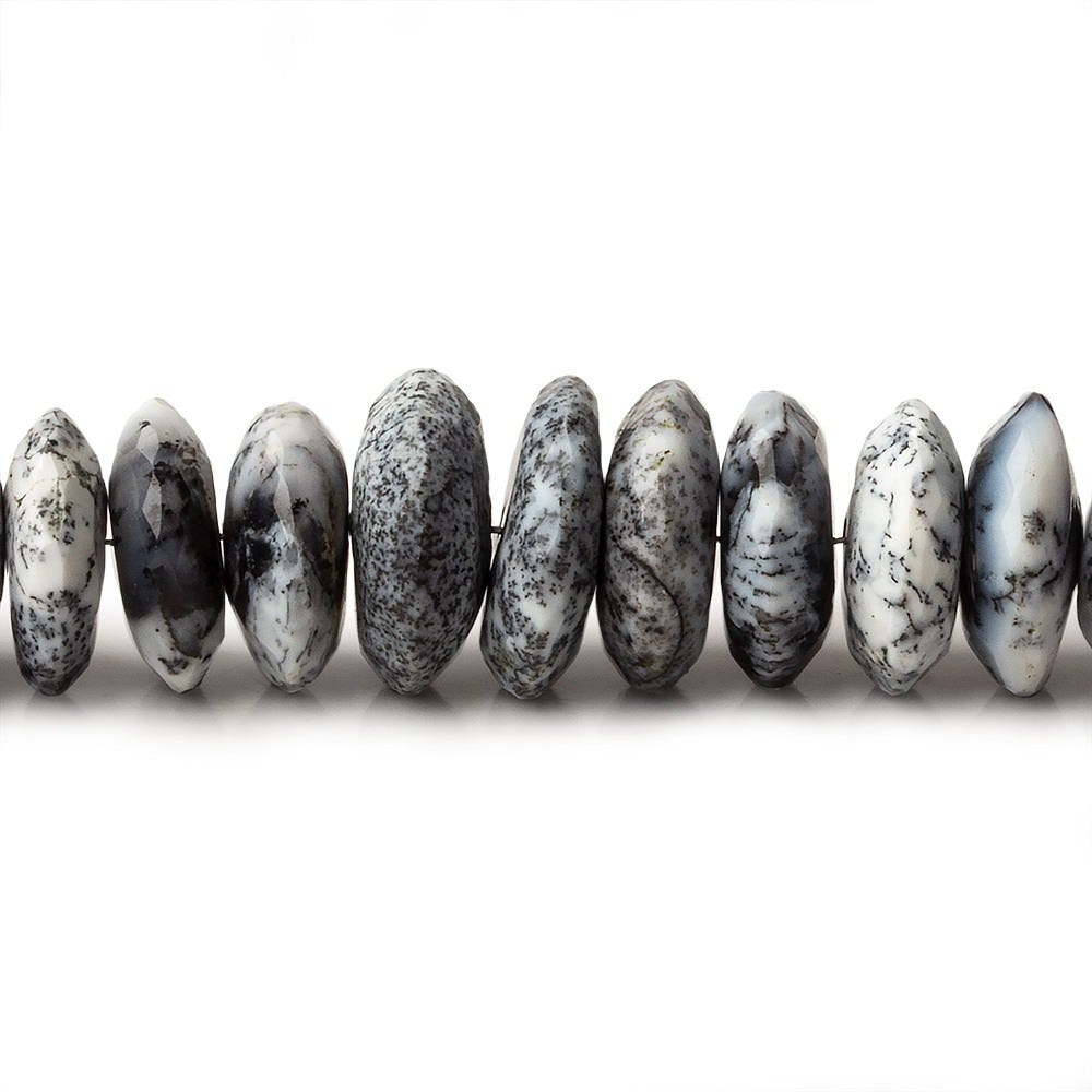8-13mm Dendritic Opal German Faceted Rondelles 16 inch 95 beads - Beadsofcambay.com