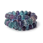 8-13mm Fluorite Hand Carved Melon Rondelles 16 inch 50 Beads AA - Beadsofcambay.com