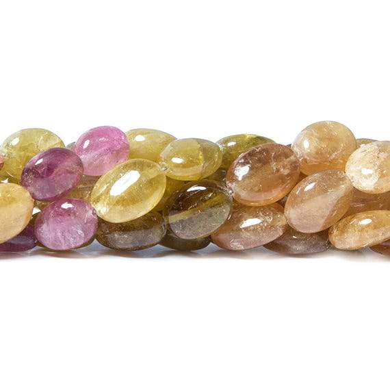 8-13mm Multi Color Tourmaline Plain Oval - Beadsofcambay.com
