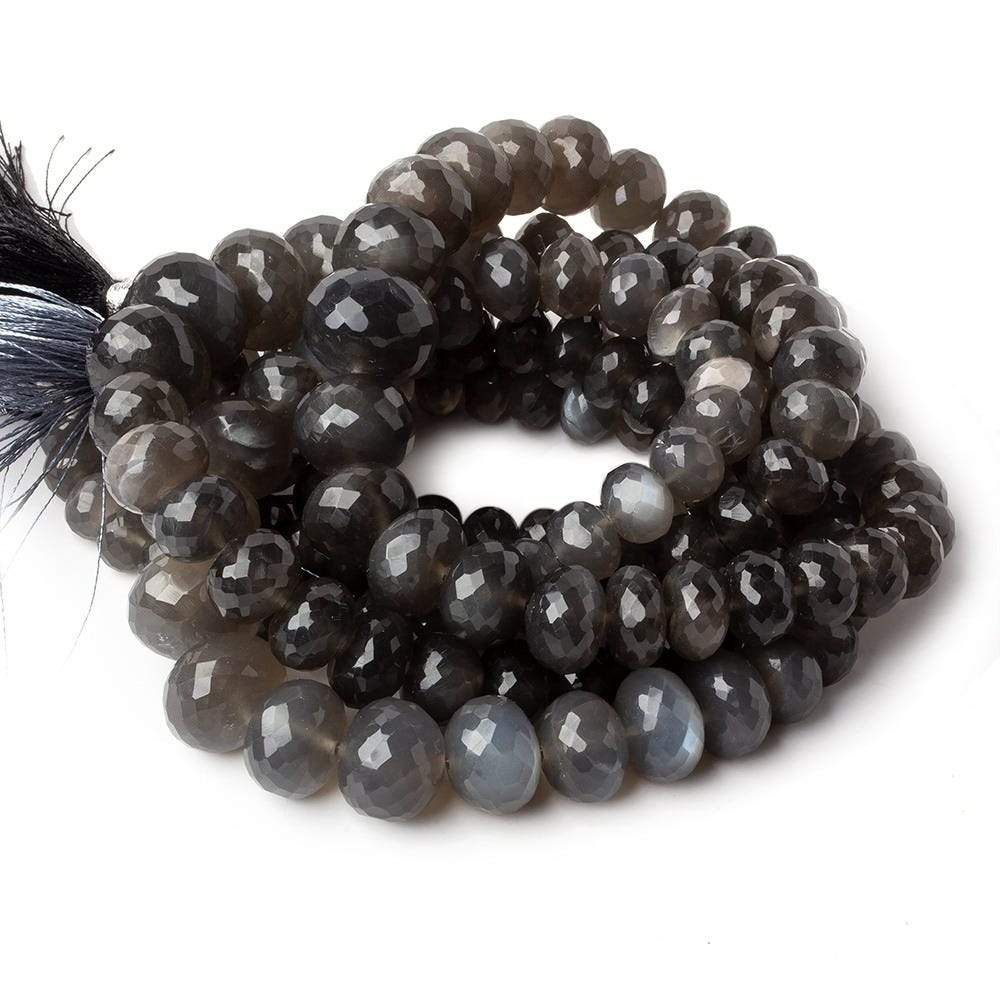 8-13mm Platinum Grey Moonstone faceted rondelles 15 inch 58 beads AA - Beadsofcambay.com