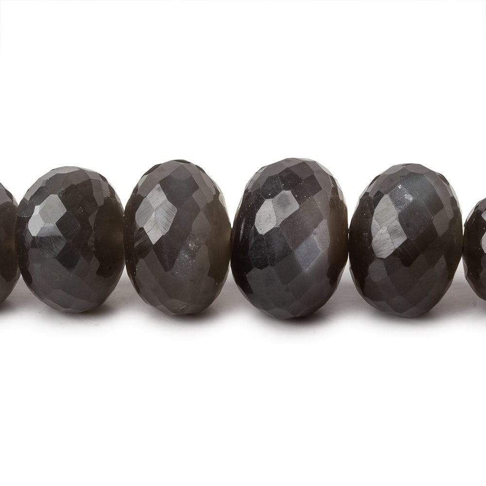8-13mm Platinum Grey Moonstone faceted rondelles 15 inch 58 beads AA - Beadsofcambay.com