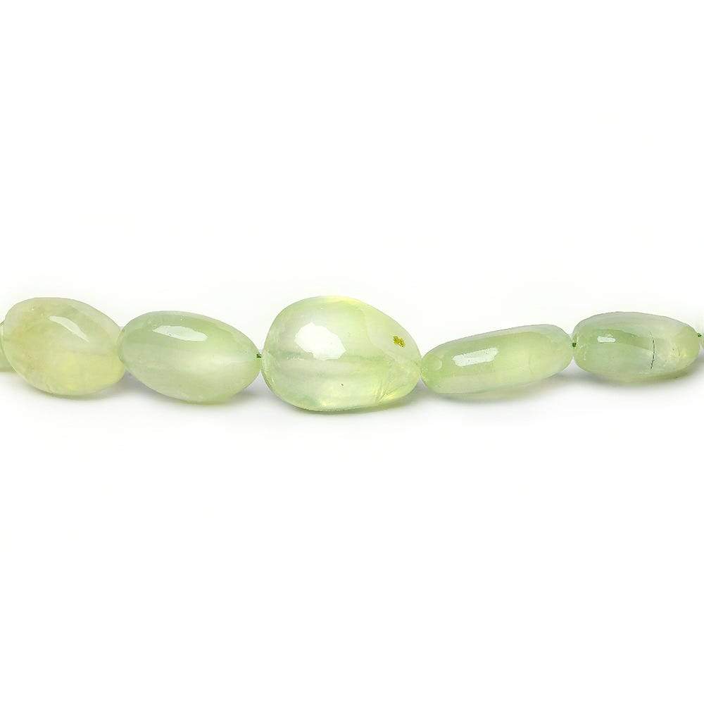 8-13mm Prehnite Beads Straight Drill Plain Nuggets 14.5 inch 39 pcs - Beadsofcambay.com