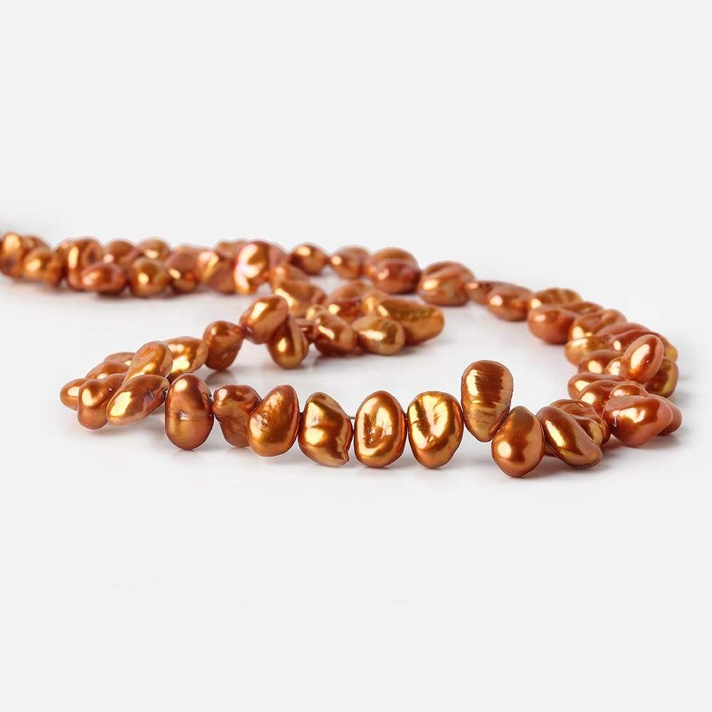 8-13mm Pumpkin Orange Keshi Top Drilled Freshwater Pearls, 15.5 inch, 75 pieces - Beadsofcambay.com