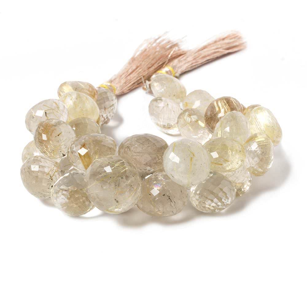 8-13mm Rutilated Quartz Beads Candy Kiss Briolette 7 inch 36 pieces - Beadsofcambay.com