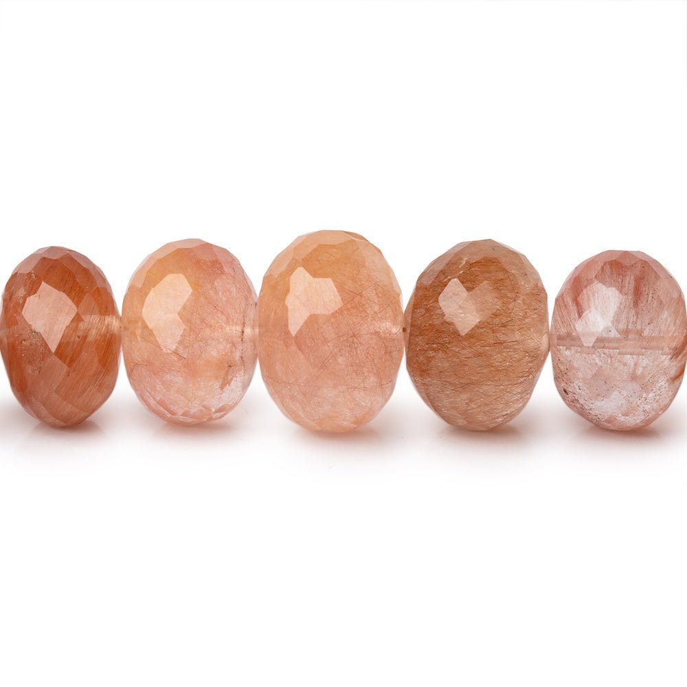 8-13mm Rutilated Quartz Faceted Rondelle Beads 16 inch 55 pieces - Beadsofcambay.com