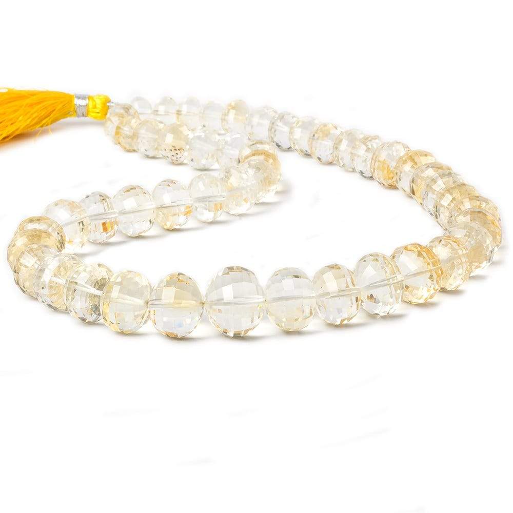 8-14mm Citrine Checkerboard Faceted Rondelle Beads 16 inch 48 pieces A grade - Beadsofcambay.com