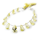 8-14mm Lemon Quartz Concave Faceted Pear Beads 6.5 inch 13 pieces - Beadsofcambay.com