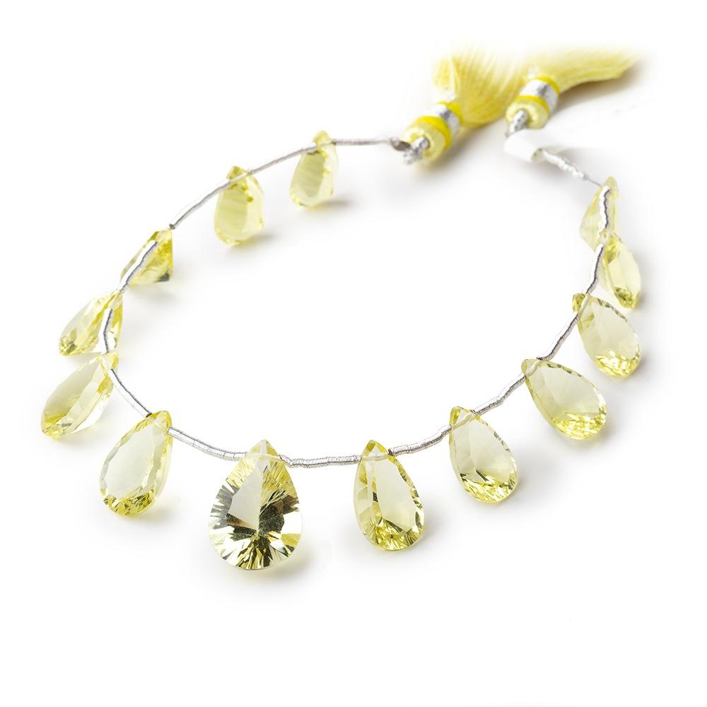 8-14mm Lemon Quartz Concave Faceted Pear Beads 6.5 inch 13 pieces - Beadsofcambay.com