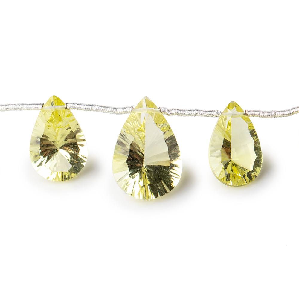 8-14mm Lemon Quartz Concave Faceted Pear Beads 6.5 inch 13 pieces - Beadsofcambay.com