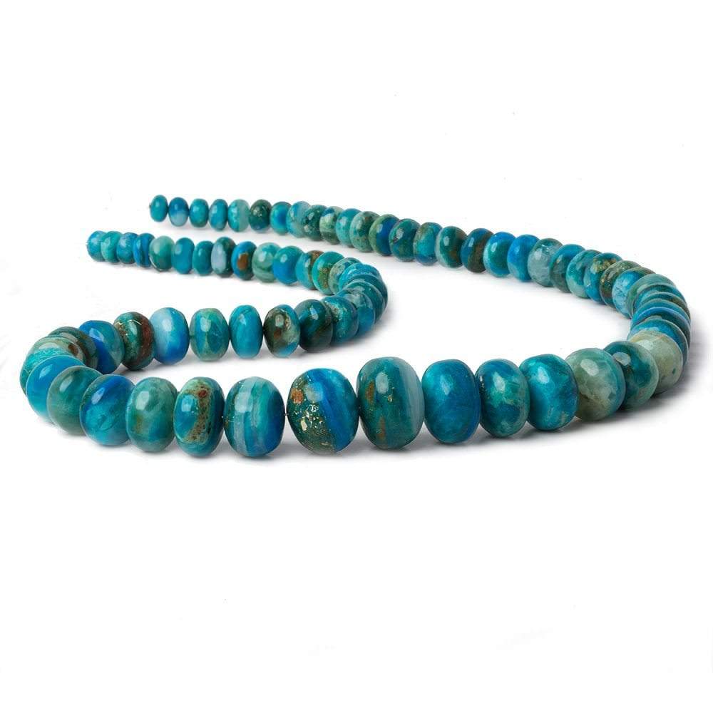 8-14mm Peruvian Blue Opal plain rondelle beads 20 inch 70 pieces A - Beadsofcambay.com