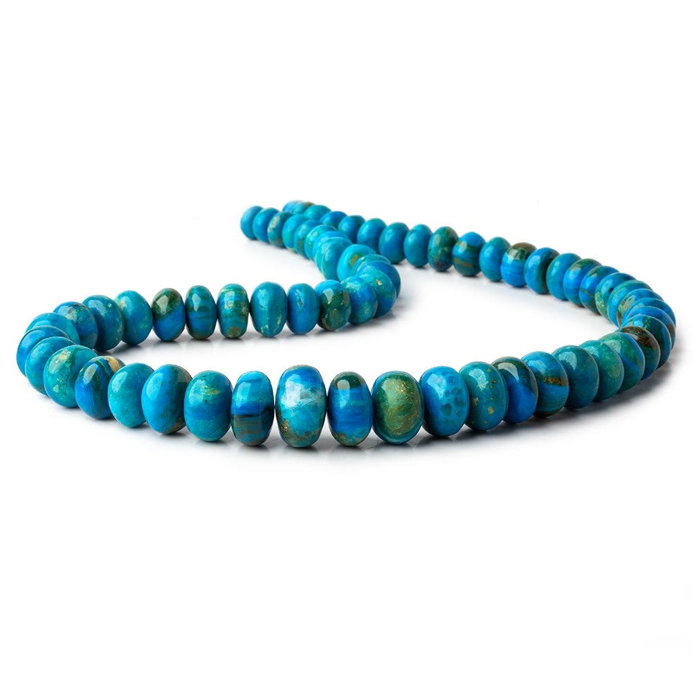 8 - 15.5mm Peruvian Blue Opalina plain rondelles 17.5 inch 64 beads AAA - Beadsofcambay.com