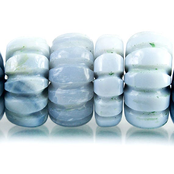 8 - 15mm Denim Blue Opal Carved Melon Beads 10 inch 51 pieces - Beadsofcambay.com