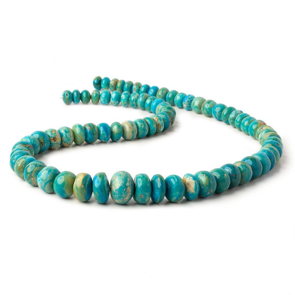 8-15mm Peruvian Blue Opal plain rondelle beads 19 inch 74 pieces AA - Beadsofcambay.com