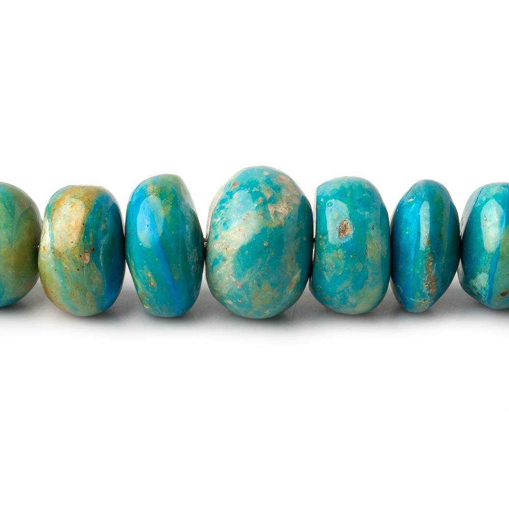 8-15mm Peruvian Blue Opal plain rondelle beads 19 inch 74 pieces AA - Beadsofcambay.com