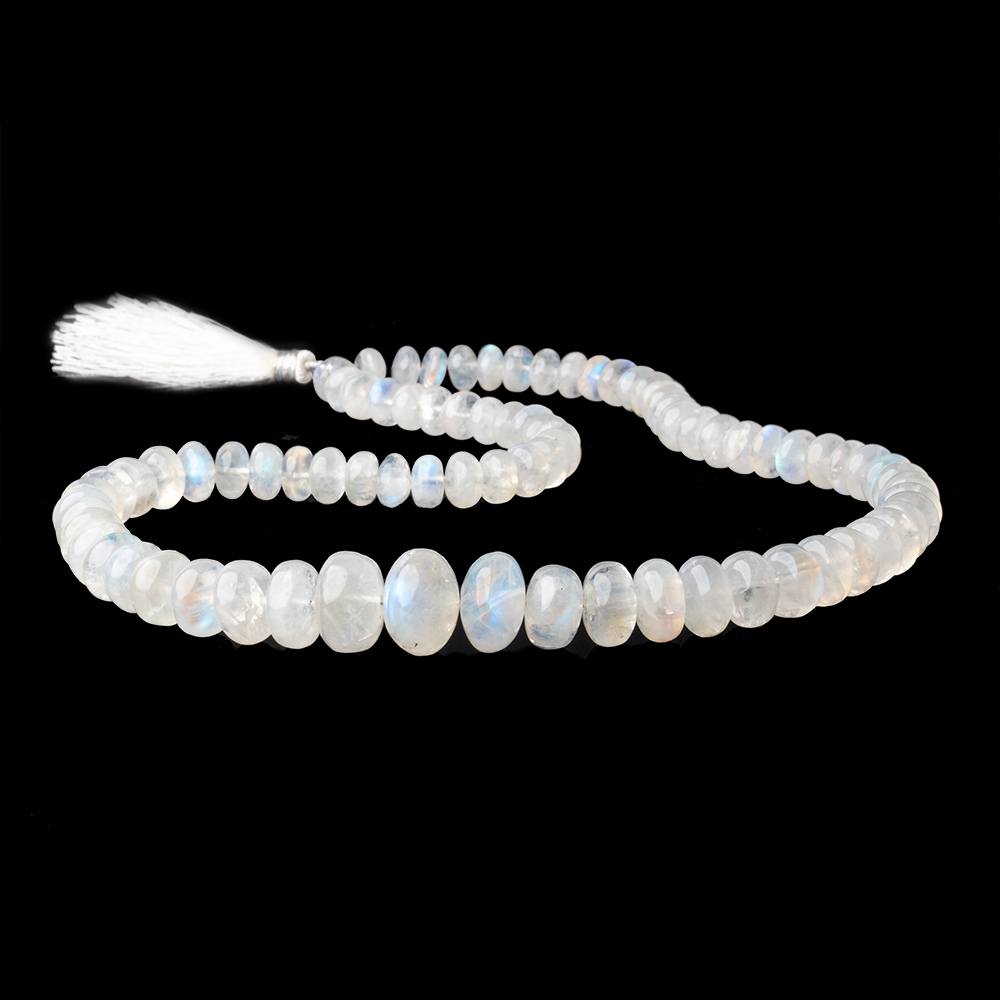 8-15mm Rainbow Moonstone plain rondelles 18 inch 82 beads AAA grade - Beadsofcambay.com