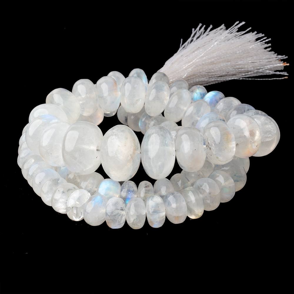 8-15mm Rainbow Moonstone plain rondelles 18 inch 82 beads AAA grade - Beadsofcambay.com
