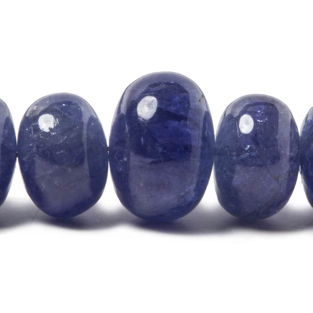 8-15mm Tanzanite Beads Plain Rondelle, AA Grade 15.25 inch 55 pieces - Beadsofcambay.com