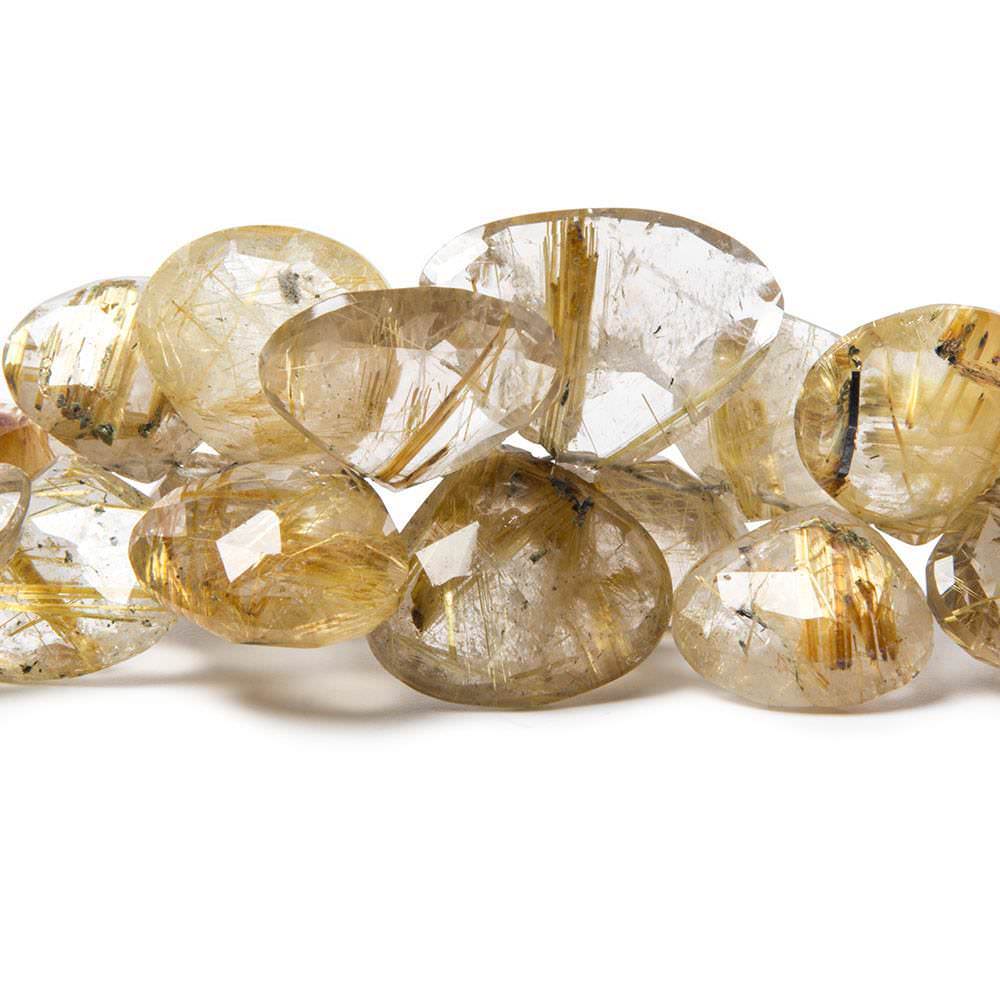 8-16mm Golden Rutilated Quartz Beads Heart Briolette 7.5 inch 38 pieces - Beadsofcambay.com