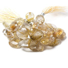 8-16mm Golden Rutilated Quartz Beads Heart Briolette 7.5 inch 38 pieces - Beadsofcambay.com