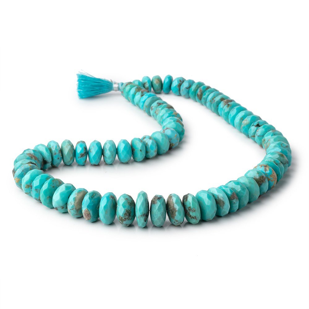 8-17mm Sleeping Beauty Turquoise Faceted Rondelle Beads 18 inch 70 pieces AAA - Beadsofcambay.com