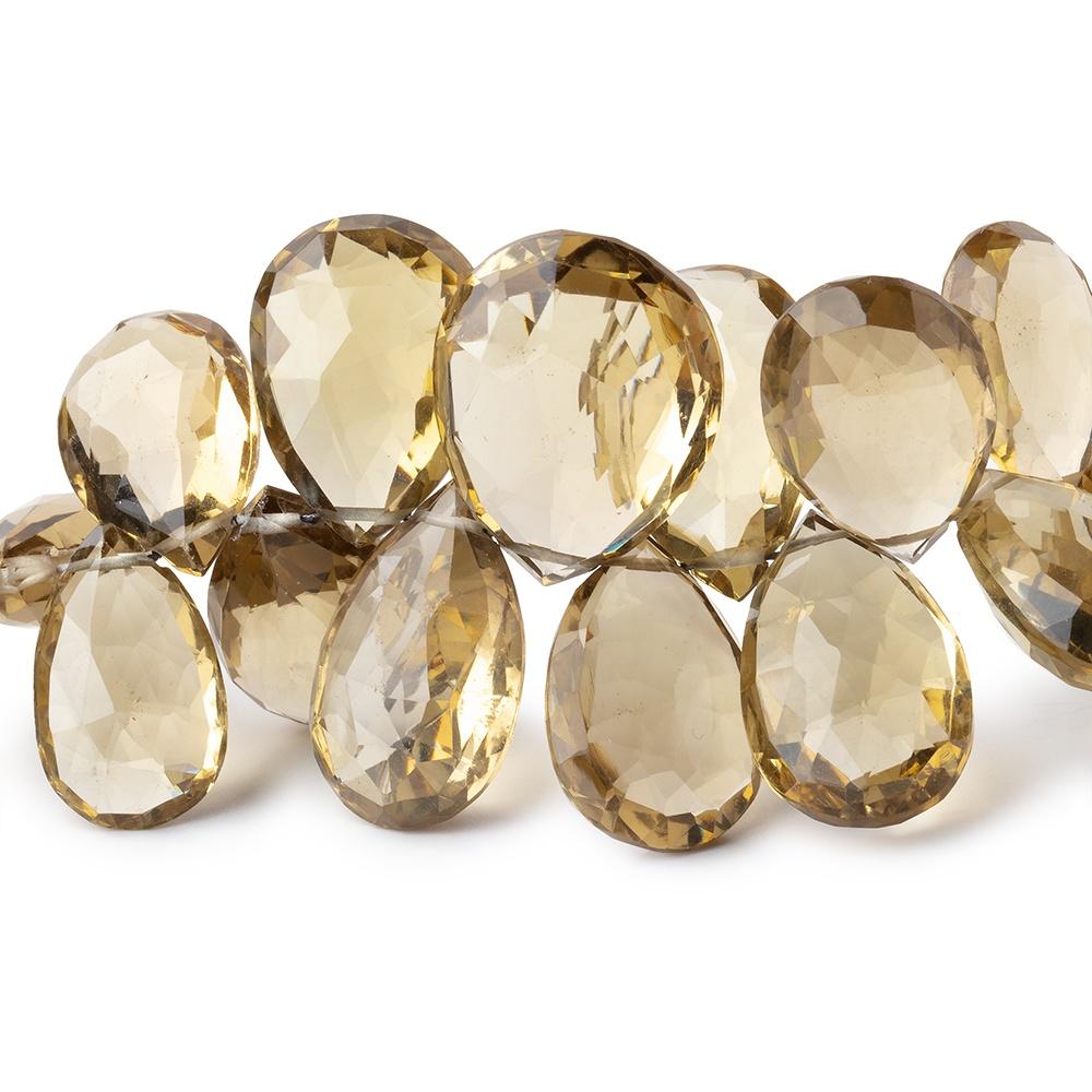 8-18mm Dark Lemon Quartz Faceted Pear Beads 9 inch 58 pieces - Beadsofcambay.com