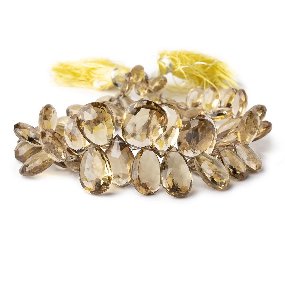 8-18mm Dark Lemon Quartz Faceted Pear Beads 9 inch 58 pieces - Beadsofcambay.com
