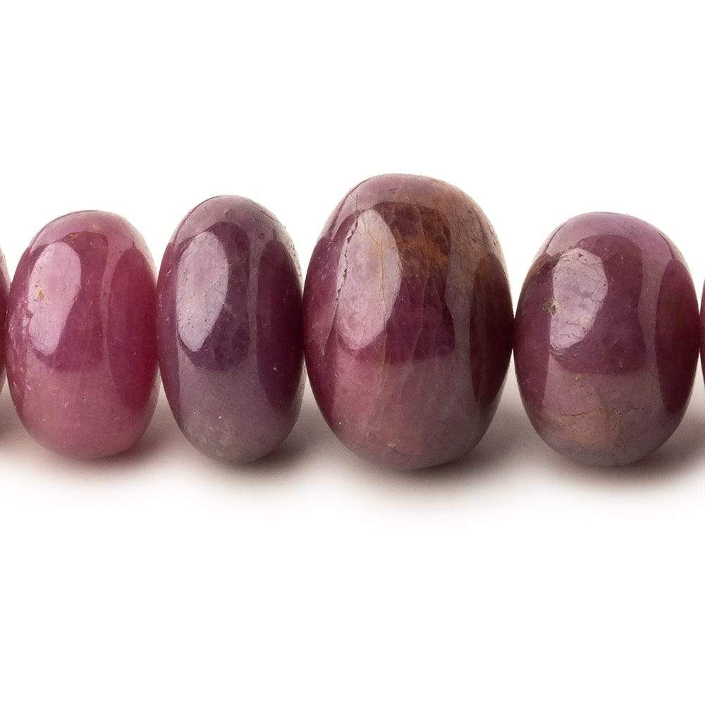 8-18mm Ruby Plain Rondelle Beads 20 inch 62 pieces AA - Beadsofcambay.com