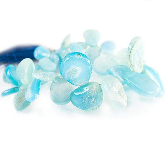 8 - 19mm Caribbean Blue Agate Petite Drusy Free Form Beads 35 pieces - Beadsofcambay.com