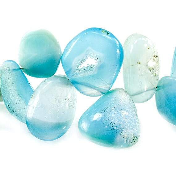 8 - 19mm Caribbean Blue Agate Petite Drusy Free Form Beads 35 pieces - Beadsofcambay.com