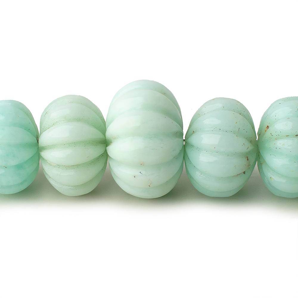 8-19mm Chrysoprase Hand Carved Melon Rondelles 10 inch 27 beads A - Beadsofcambay.com