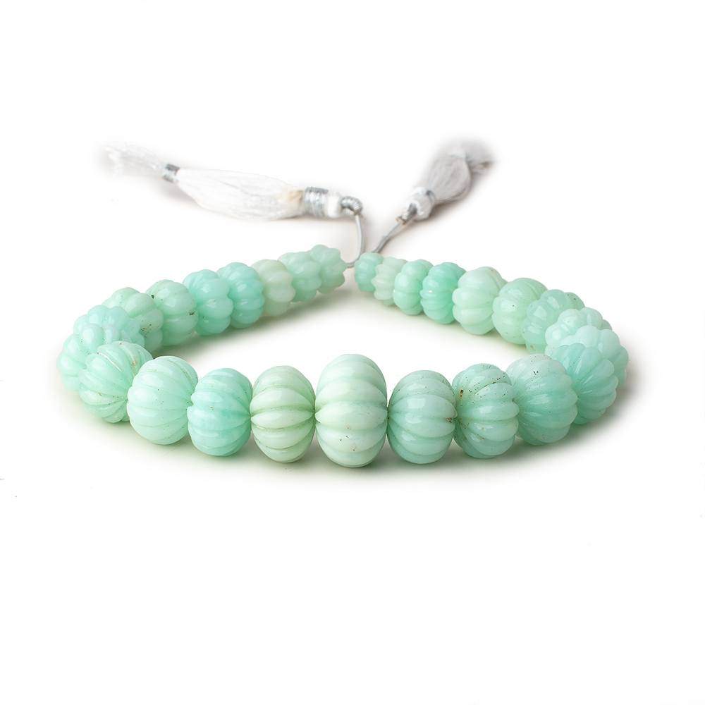 8-19mm Chrysoprase Hand Carved Melon Rondelles 10 inch 27 beads A - Beadsofcambay.com
