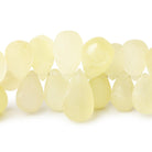 8-19mm Frosted Lemon Quartz Plain Tear Drop Beads 8 inch 58 pieces - Beadsofcambay.com