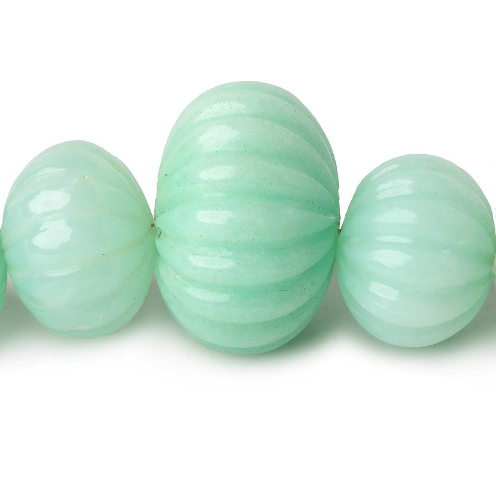 8-22mm Chrysoprase Hand Carved Melon Rondelles 13 inch 36 beads AA - Beadsofcambay.com