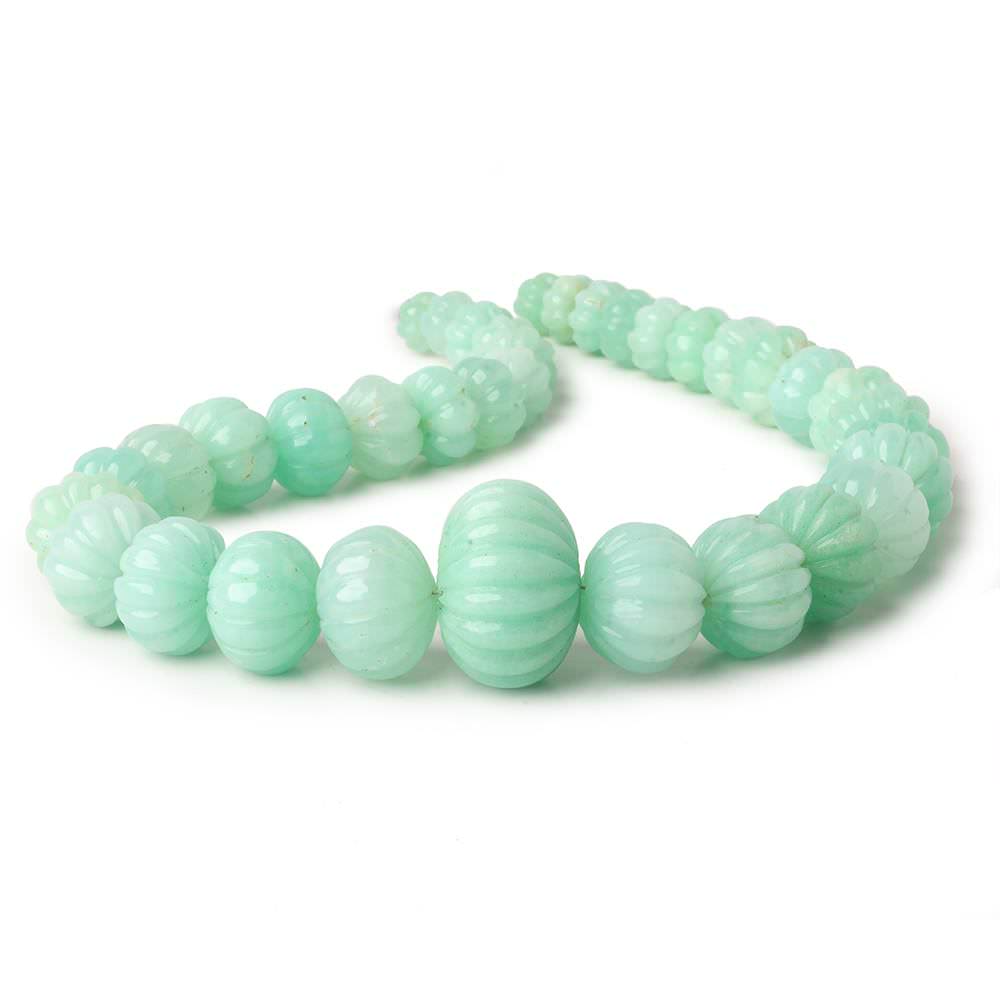 8-22mm Chrysoprase Hand Carved Melon Rondelles 13 inch 36 beads AA - Beadsofcambay.com