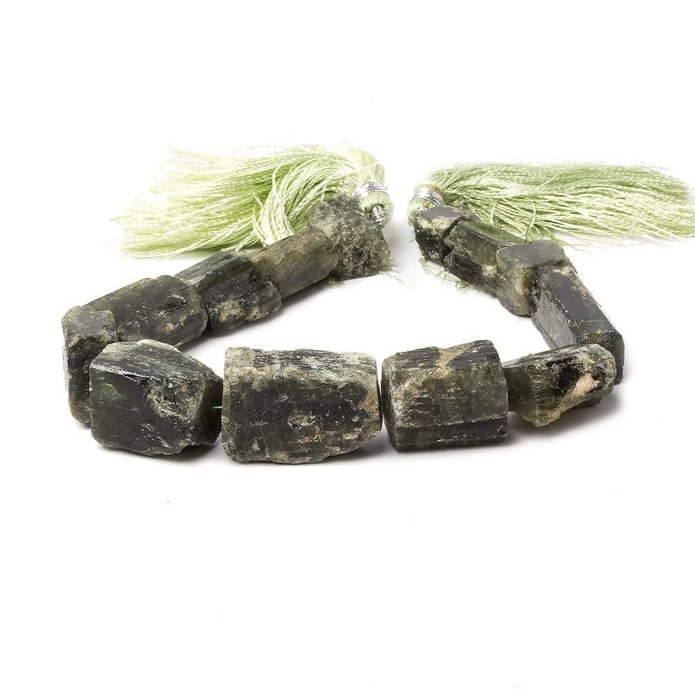 8-23mm Chrome Diopside Beads Unpolished Natural Crystal 8 inch 13 pieces - Beadsofcambay.com