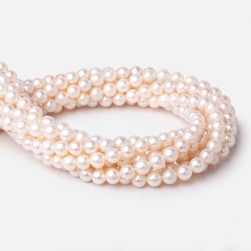 8-8.5mm Cream Off Round Freshwater Pearls 15.5 inch 50 Beads - Beadsofcambay.com