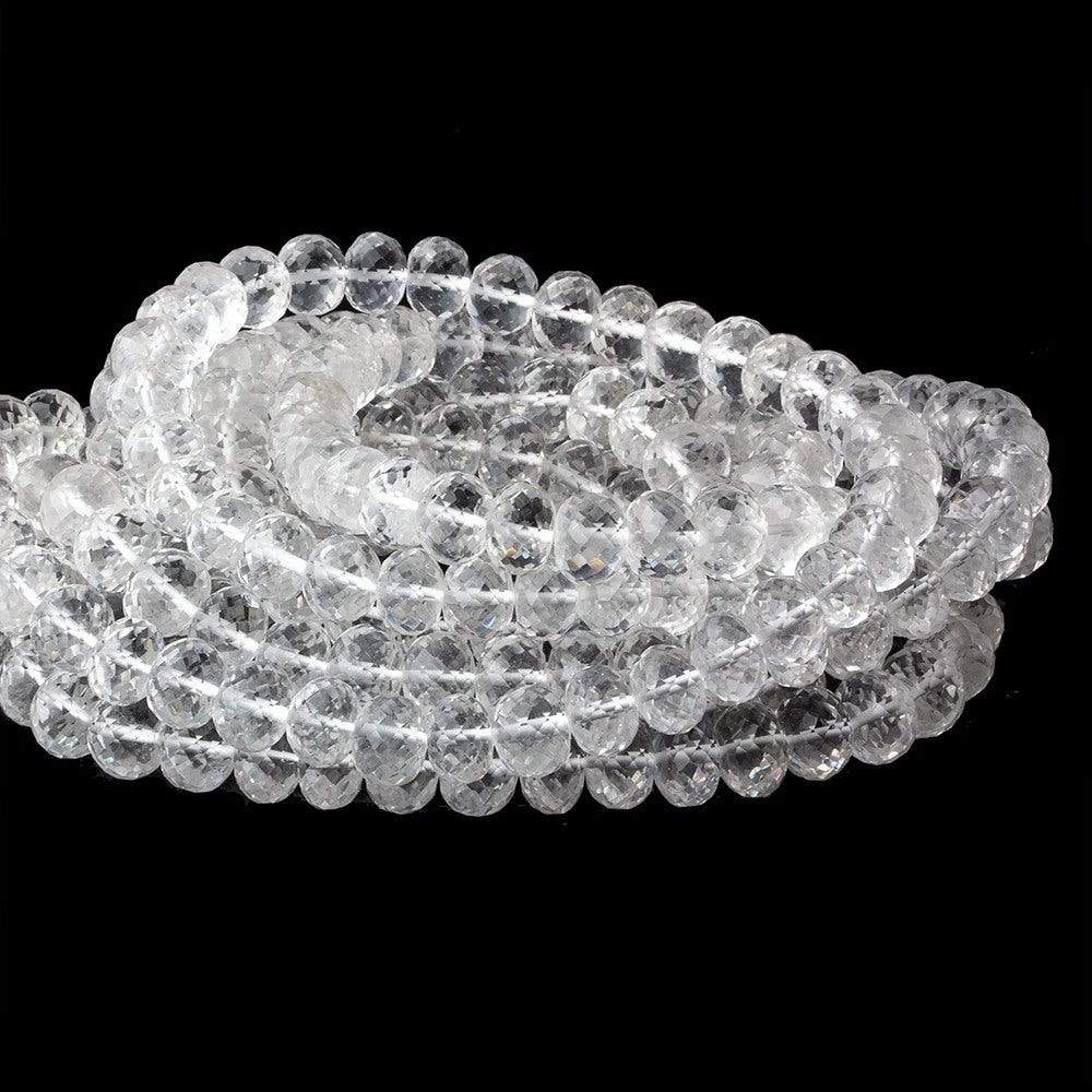 8-8.5mm Crystal Quartz Faceted Rondelle Beads 16 inch 65 pieces - Beadsofcambay.com